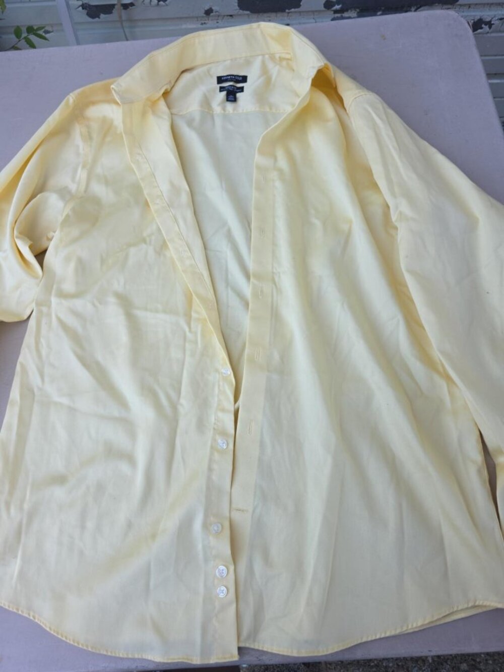 Kenneth Cole New York Men’s Yellow Dress Shirt 16 34/35 Large Stretch